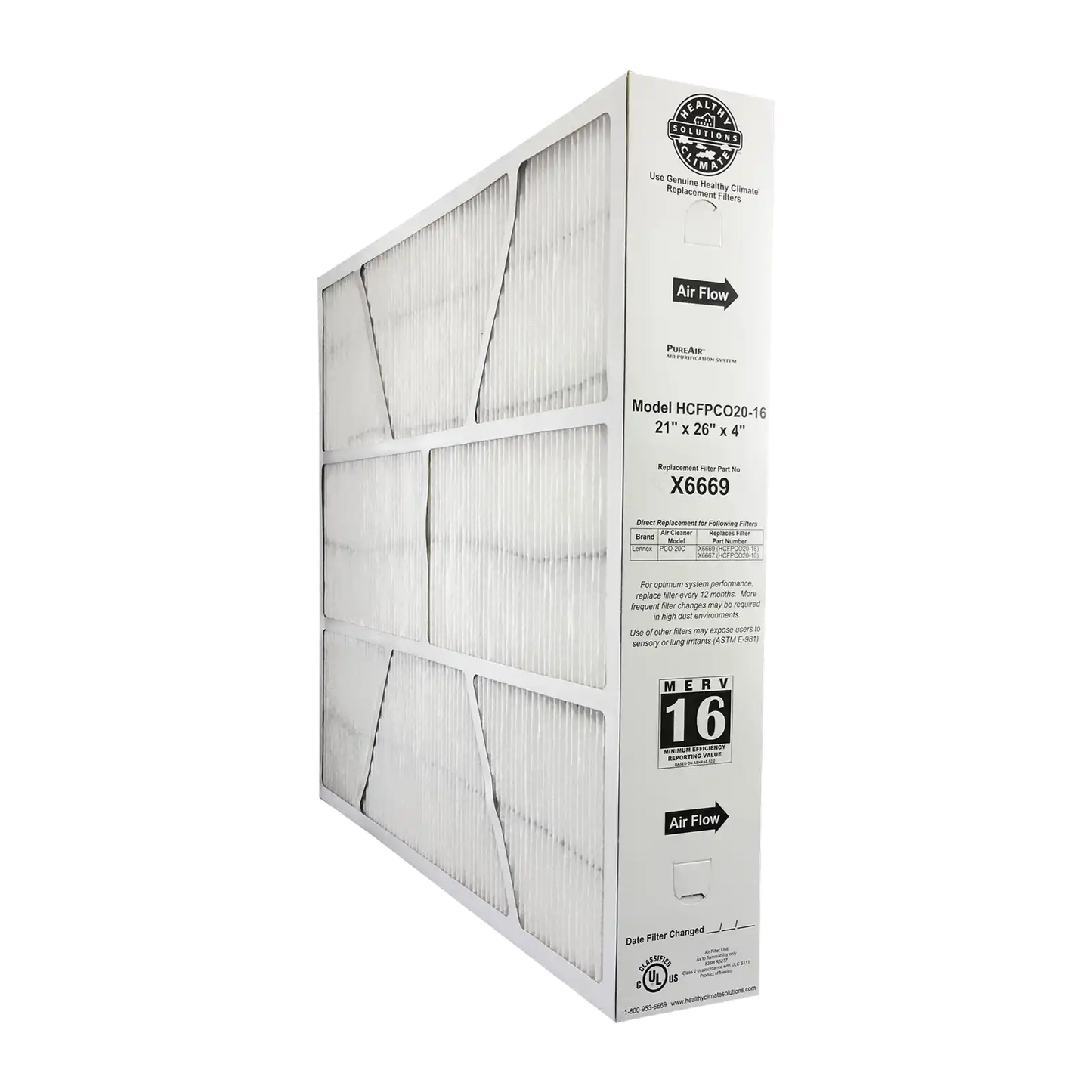 Lennox Healthy Climate X6669 21x26x4 Furnace Filter