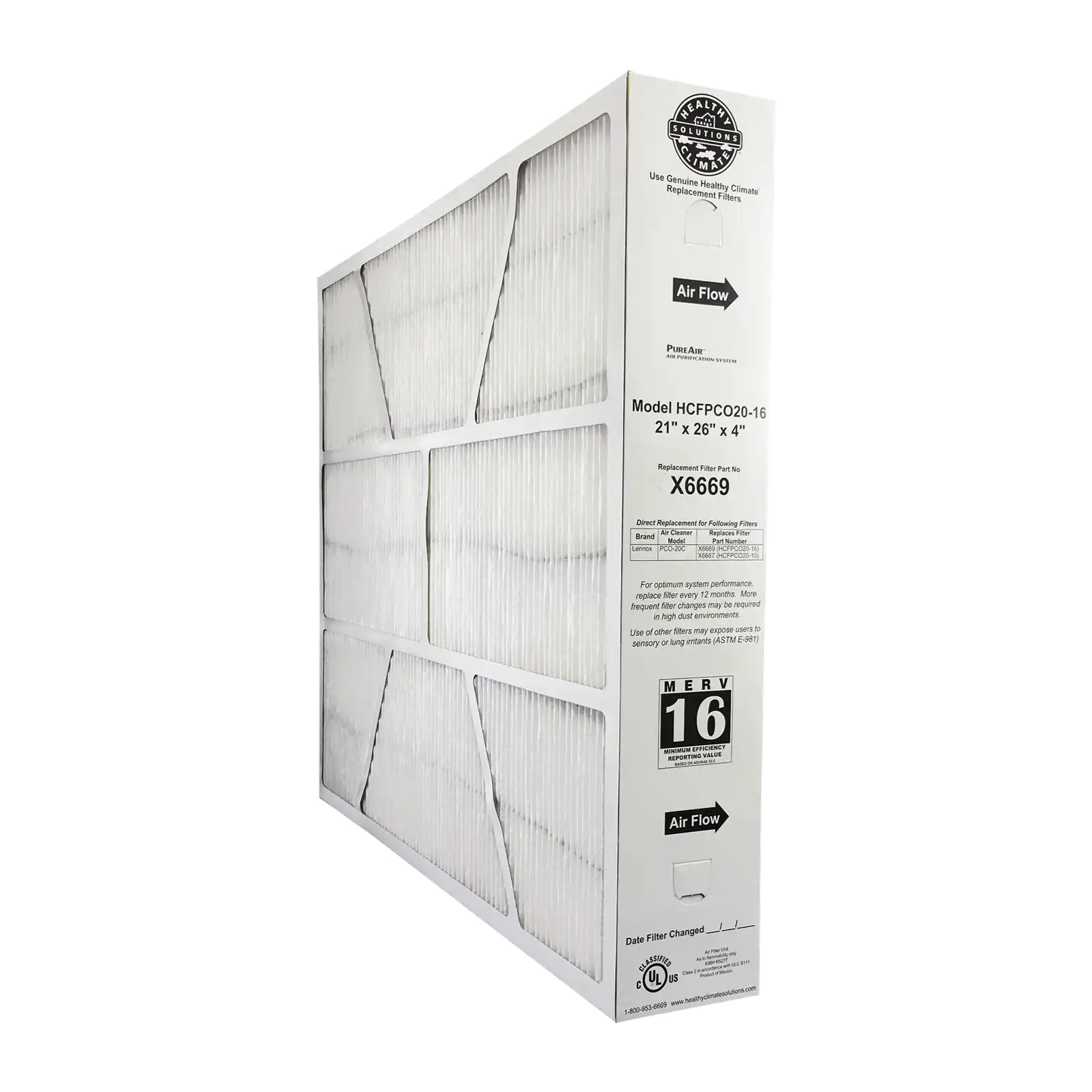 Lennox Healthy Climate X6669 21x26x4 Furnace Filter